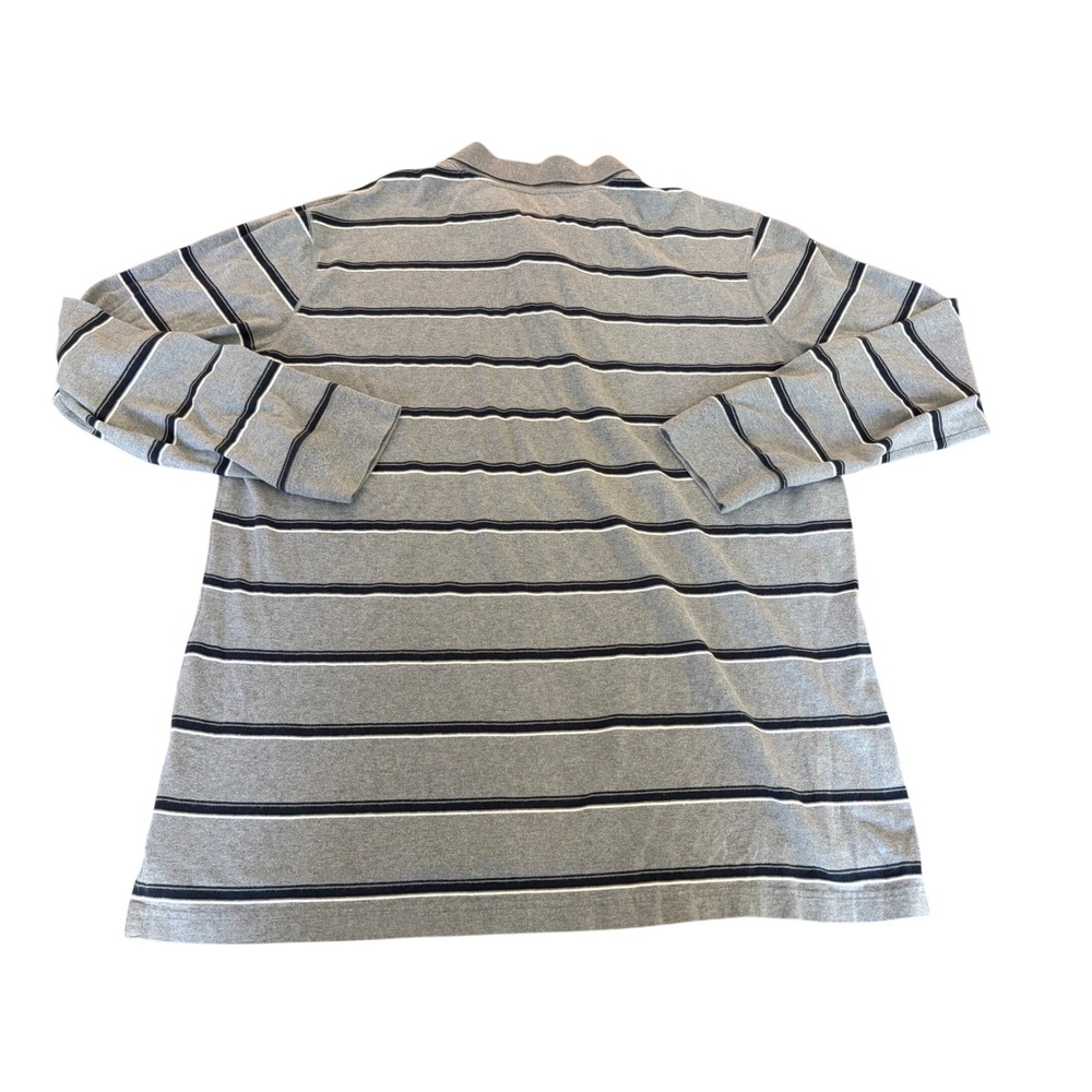 Sonoma Life Style Mens XLT Gray Striped Long Sleeve Rugby Polo Shirt Cotton - Picture 2 of 8
